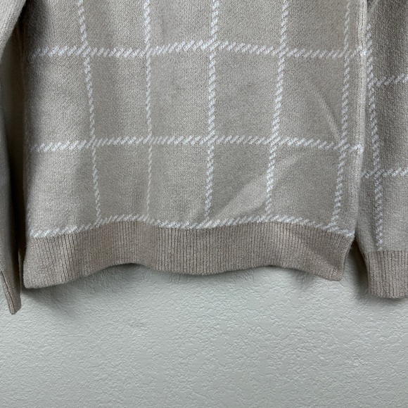 Rachel Zoe Window Pane Mock Neck Long Sleeve  Wool Blend Sweater Size Small - Picture 6 of 12